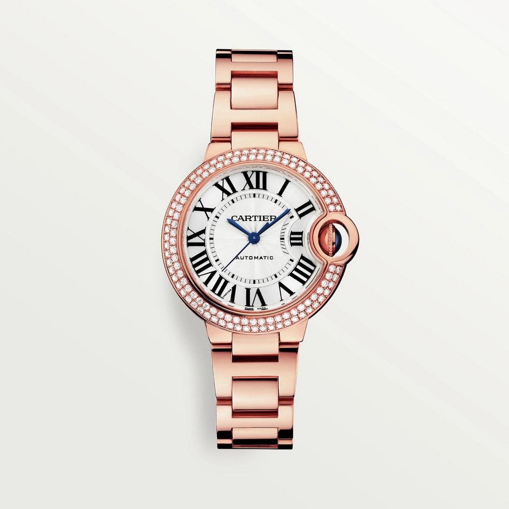 Đồng Hồ Cartier Ballon Bleu De Cartier Watch 33mm Nữ Vàng Hồng Trắng